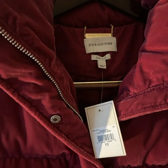 Valentine’s Day Pink Velvet Juicy Couture Down Puffer Jacket XS NWT - Picture 2 of 11